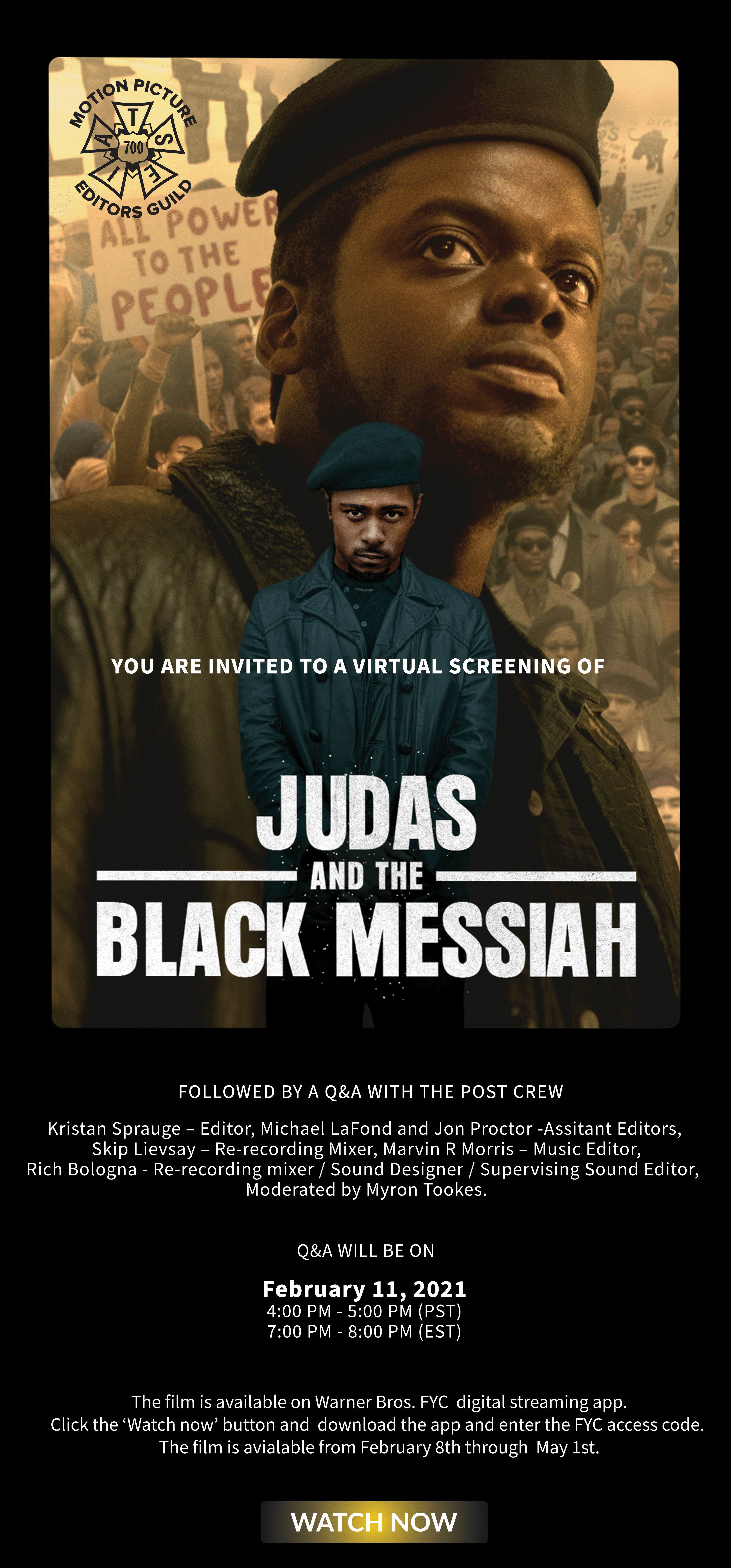 Judas And The Black Messiah Virtual Screening And Q A